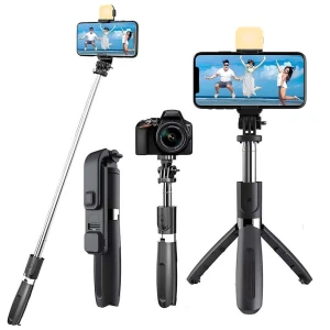 Extendable Flash 3-in-1 Selfie Stick Tripod with Bluetooth Remote