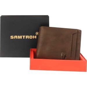 SAMTROH Men Formal Brown Artificial Leather Wallet (8 Card Slots)