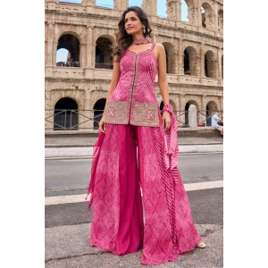 Real Chinon Silk Rani Party Wear Palazzo Salwar Suit