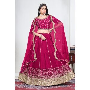 Art Silk Embroidered Function Wear Rani Lehenga Choli